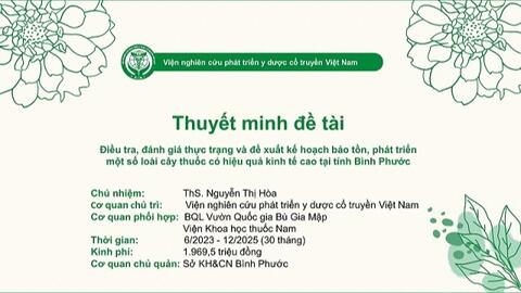 Xét chọn đề tài khoa học về bảo tồn và phát triển cây thuốc có hiệu quả kinh tế cao