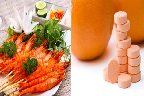 Vitamin C khắc với hải sản